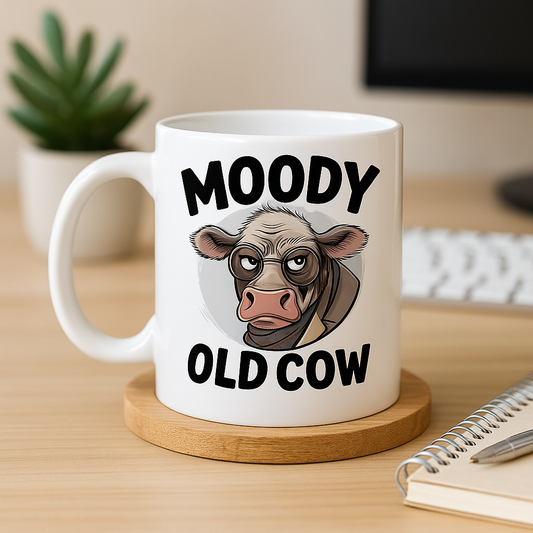 Moody Old Cow Mug – Funny Gift for Grumpy Legends