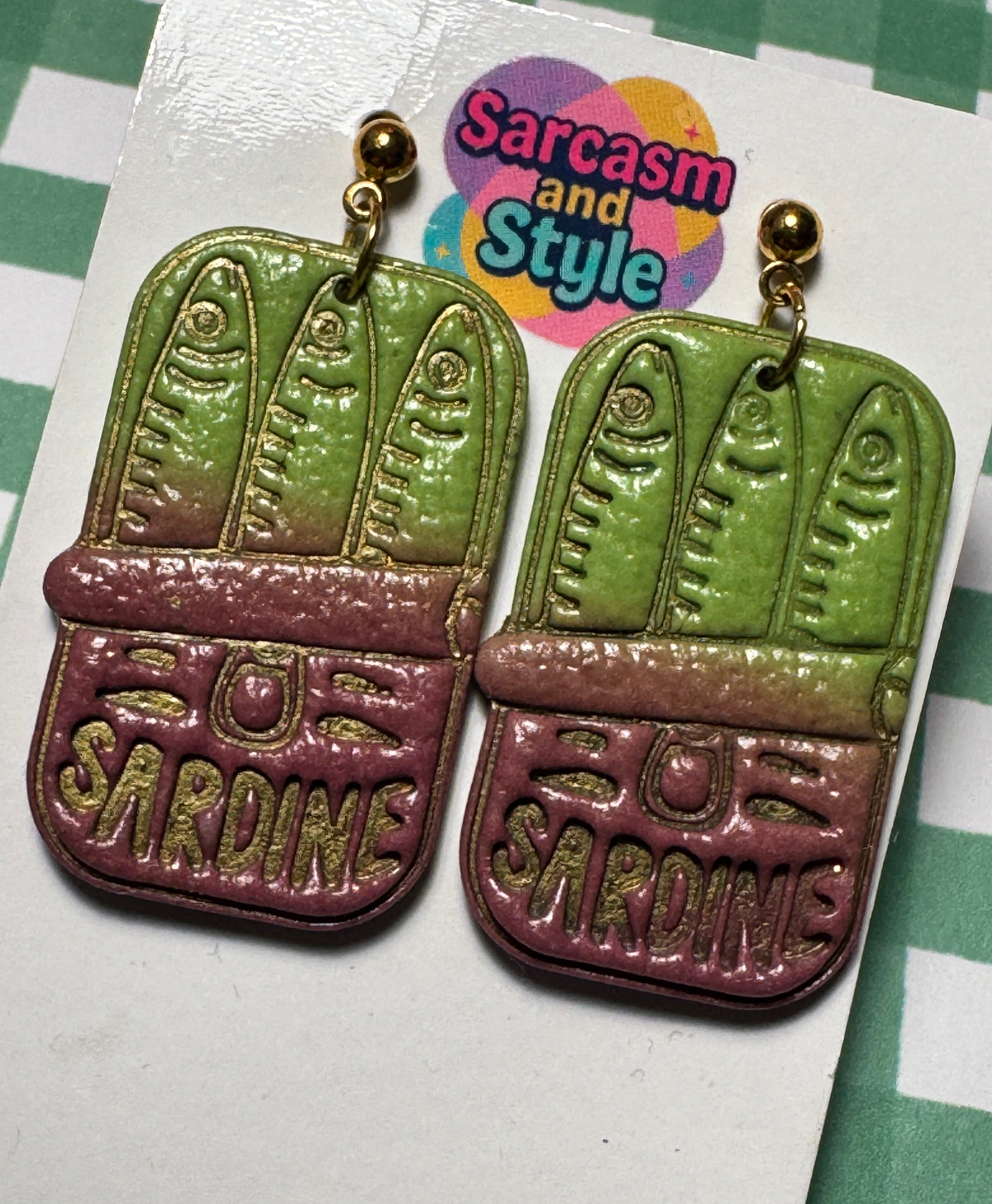 Sardine Tin Polymer Clay Earrings