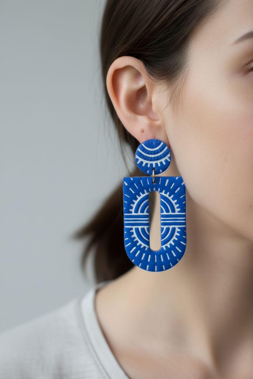Celestial Blue Boho Dangle Earrings
