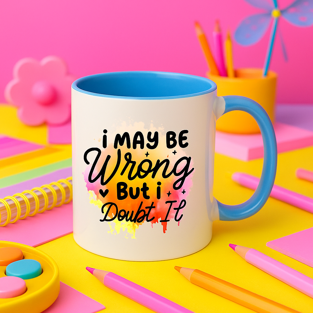 “I May Be Wrong But I Doubt It” Mug – 11oz Sass in 10 Colours