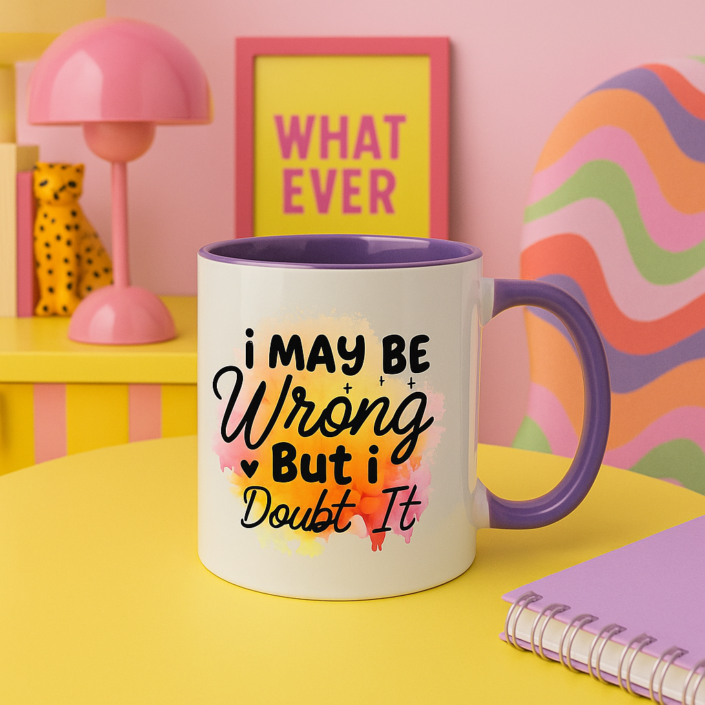“I May Be Wrong But I Doubt It” Mug – 11oz Sass in 10 Colours