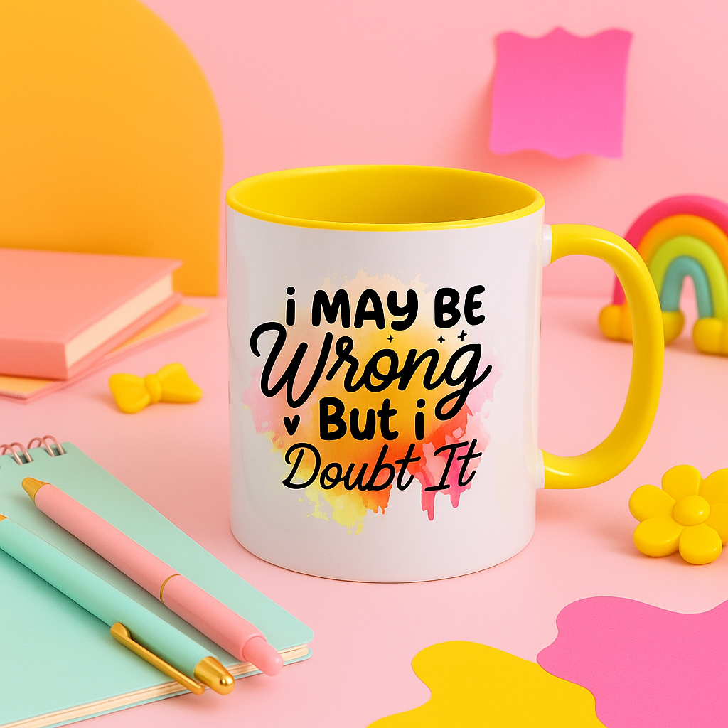 “I May Be Wrong But I Doubt It” Mug – 11oz Sass in 10 Colours