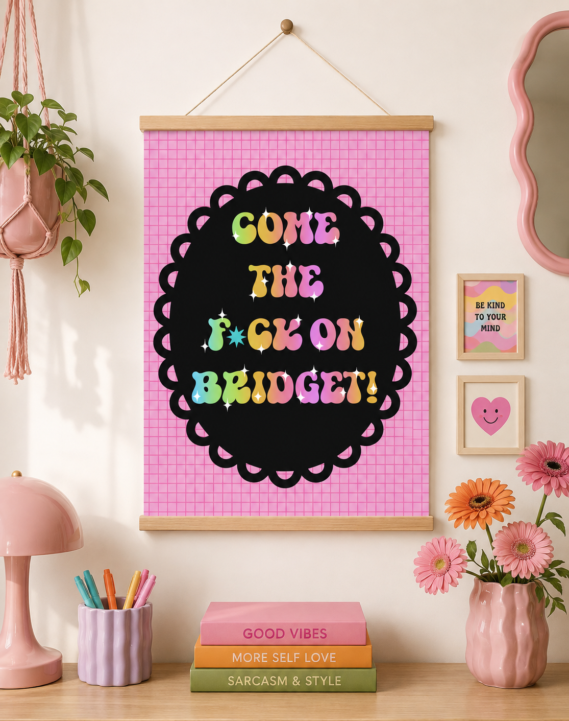 Come The F*ck On Bridget! Retro Art Print