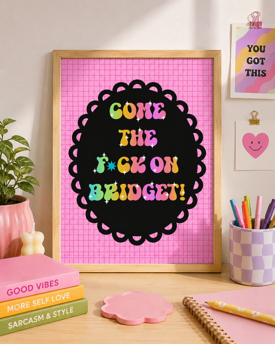Come The F*ck On Bridget! Retro Art Print