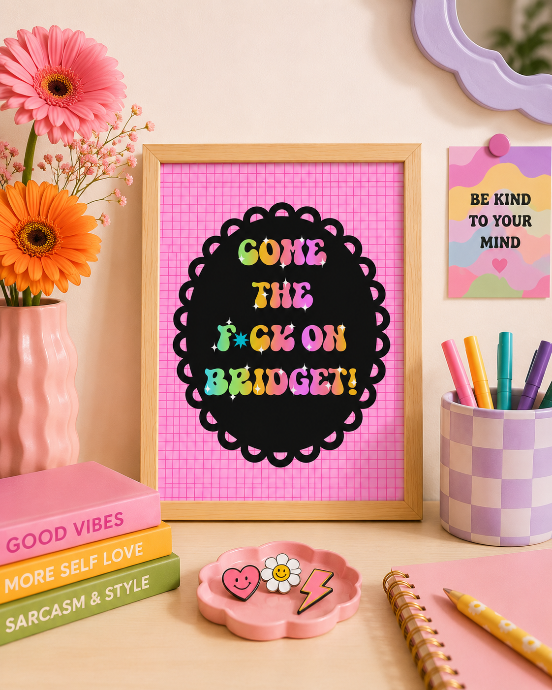 Come The F*ck On Bridget! Retro Art Print